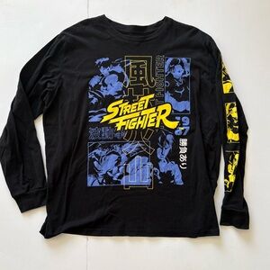 Street Fighter Graphic Long-Sleeve T-Shirt - Black/Blue/Yellow XL